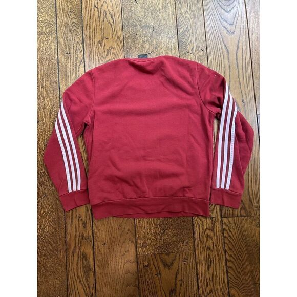 Adidas Essentials Women's Size Medium Red 3 Stripe Sweatshirt Pullover - Picture 7 of 8